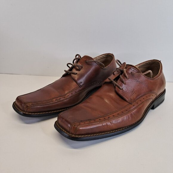 Stacy Adams Dayton Square Toe Lace Up Brown Shoes Size 10 - Picture 3 of 16